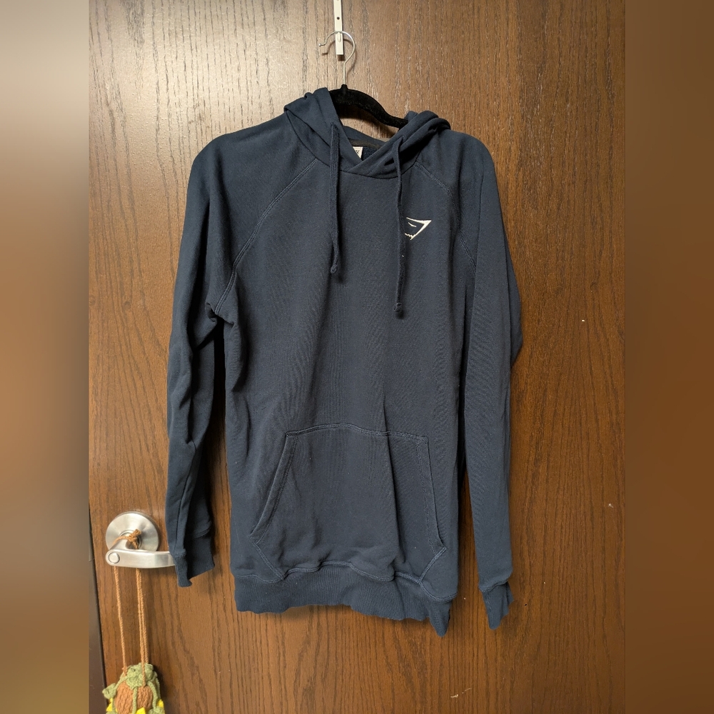 Gymshark Men's Blue Hoodie Pullover Sweatshirt Size L Long Sleeve Cotton Blend